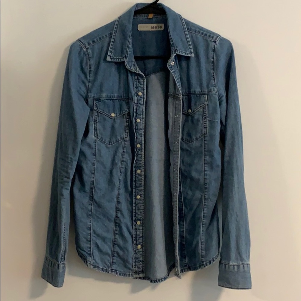 Topshop jean long sleeve shirt